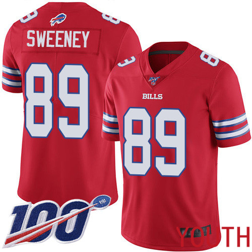 Youth Buffalo Bills 89 Tommy Sweeney Limited Red Rush Vapor Untouchable 100th Season NFL Jersey